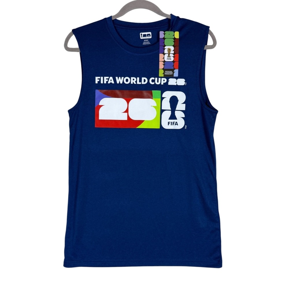 FIFA World Cup 26 Shirt Mens Small Blue Soccer Outerstuff Sleeveless Tank Top